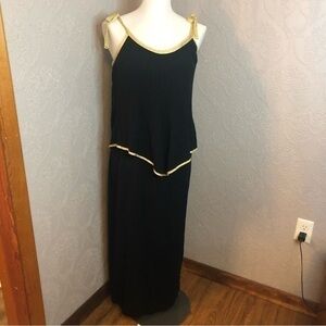 Vintage International sweater dress gold black tank 11 12 black gold